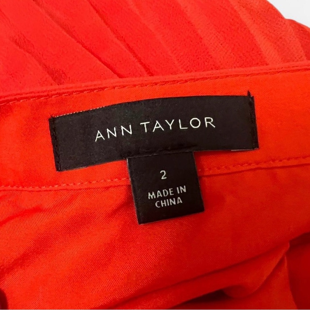 Ann Taylor Orange Red Pleated Lined Flowy Maxi Skirt Women’s Size 2 - Picture 3 of 5